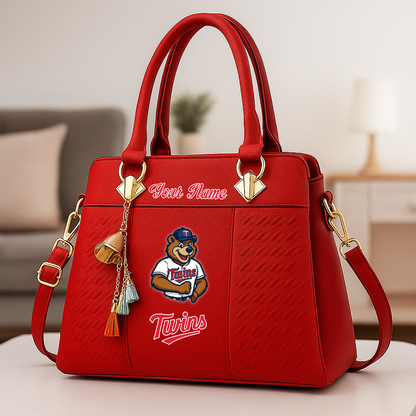 LIMITED EDITION - NEW CUSTOMIZED MLB22 MTS MINNESOTA TWINS ZIP HANDBAG MULTICOLOR