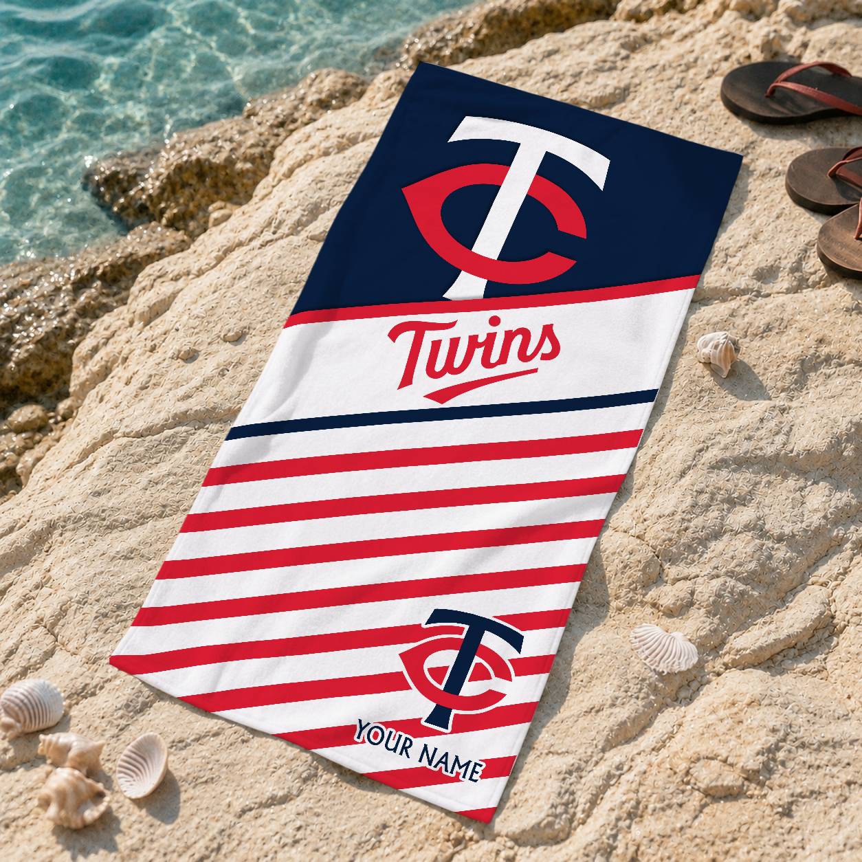 HOT DEAL - NEW CUSTOMIZED MLB22 MTS MINNESOTA TWINS BEACH TOWEL FOR FAN