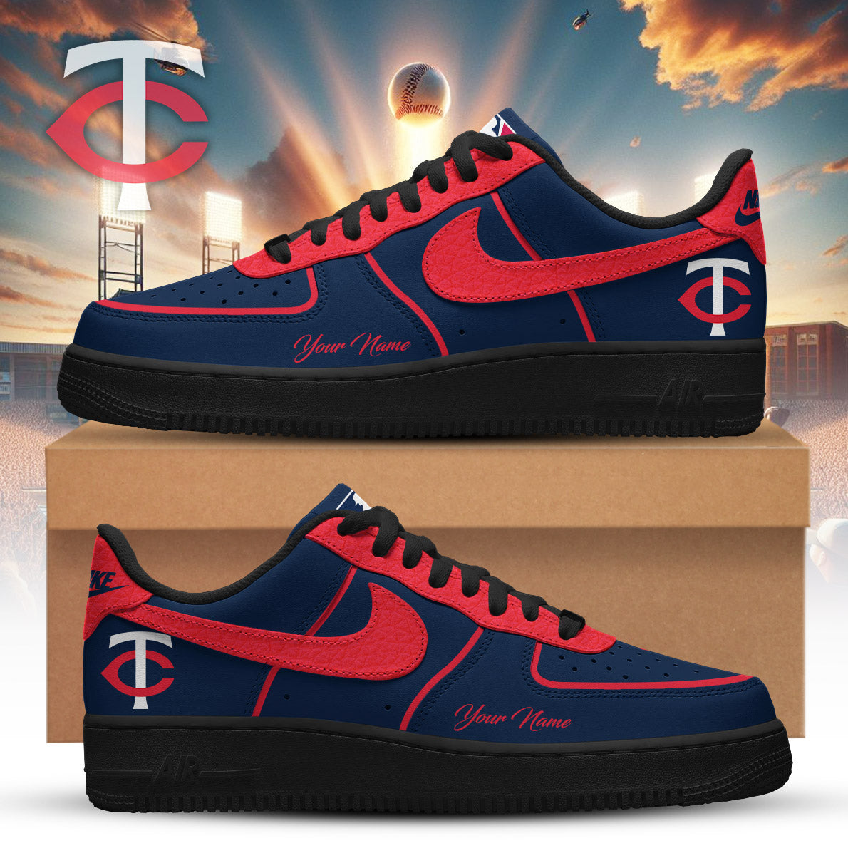 LIMITED EDITION - NEW CUSTOMIZED MLB22 MTS MINNESOTA TWINS AF1 SNEAKERS