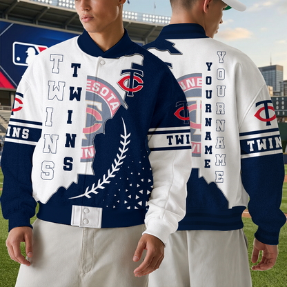 LIMITED EDITION - NEW CUSTOMIZED MLB22 MTS MINNESOTA TWINS SATIN VARSITY & BASEBALL JACKET