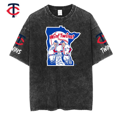 [FLASH SALE] NEW CUSTOMIZED MLB22 MTS MINNESOTA TWINS MULTICOLOR WASHED TEE
