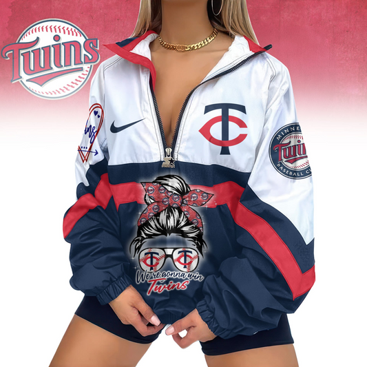 LIMITED EDITION - NEW CUSTOMIZED MLB22 MTS MINNESOTA TWINS V-NECK ZIPPER SWEATSHIRT JACKET