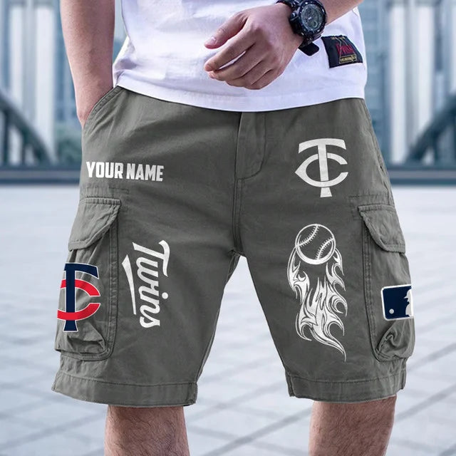[FLASH SALE] NEW CUSTOMIZED MLB22 MTS MINNESOTA TWINS MEN'S CARGO SHORTS