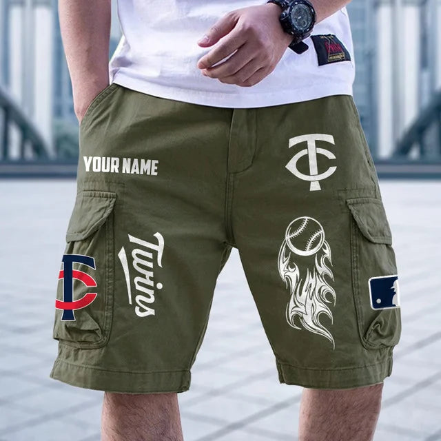 [FLASH SALE] NEW CUSTOMIZED MLB22 MTS MINNESOTA TWINS MEN'S CARGO SHORTS