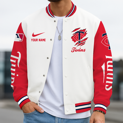 LIMITED EDITION - NEW CUSTOMIZED MLB22 MTS MINNESOTA TWINS BASEBALL JACKET, SATIN VARSITY JACKET