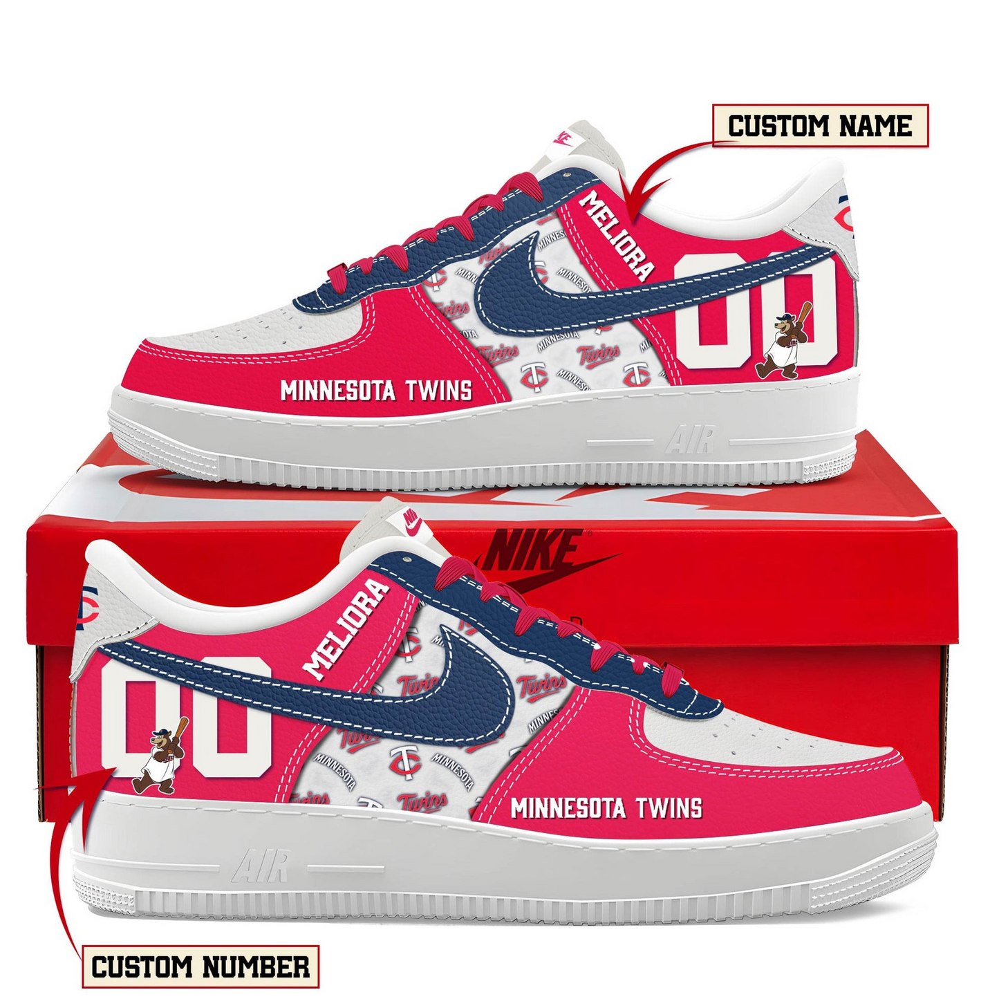LIMITED EDITION - NEW CUSTOMIZED MLB22 MTS MINNESOTA TWINS AF1 SHOES