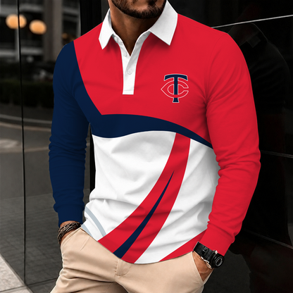 [FLASH SALE] NEW CUSTOMIZED MLB22 MTS MINNESOTA TWINS MEN'S LONG SLEEVE POLO