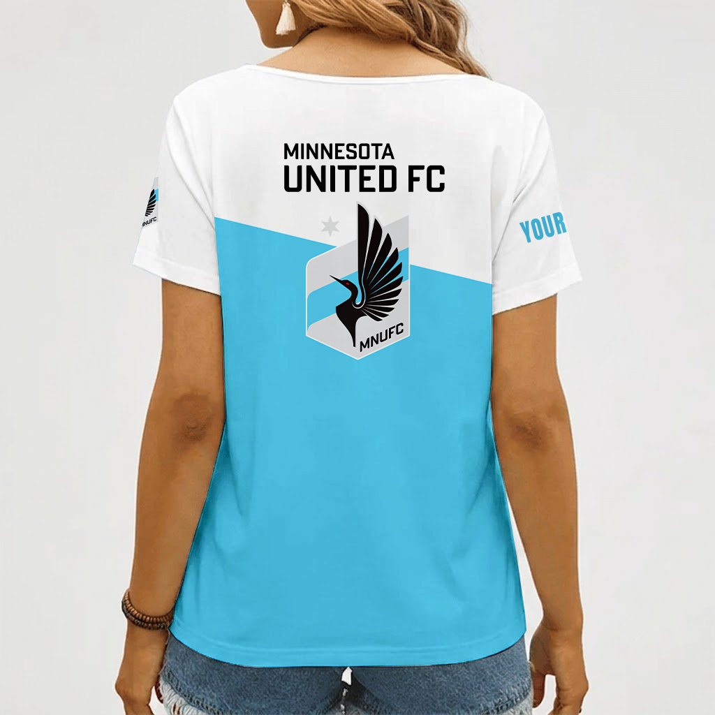 [FAN EXCLUSIVE] NEW CUSTOMIZED MLS22 MUF MINNESOTA UNITED FC V-NECK FEMALE SHIRT