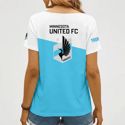 [FAN EXCLUSIVE] NEW CUSTOMIZED MLS22 MUF MINNESOTA UNITED FC V-NECK FEMALE SHIRT