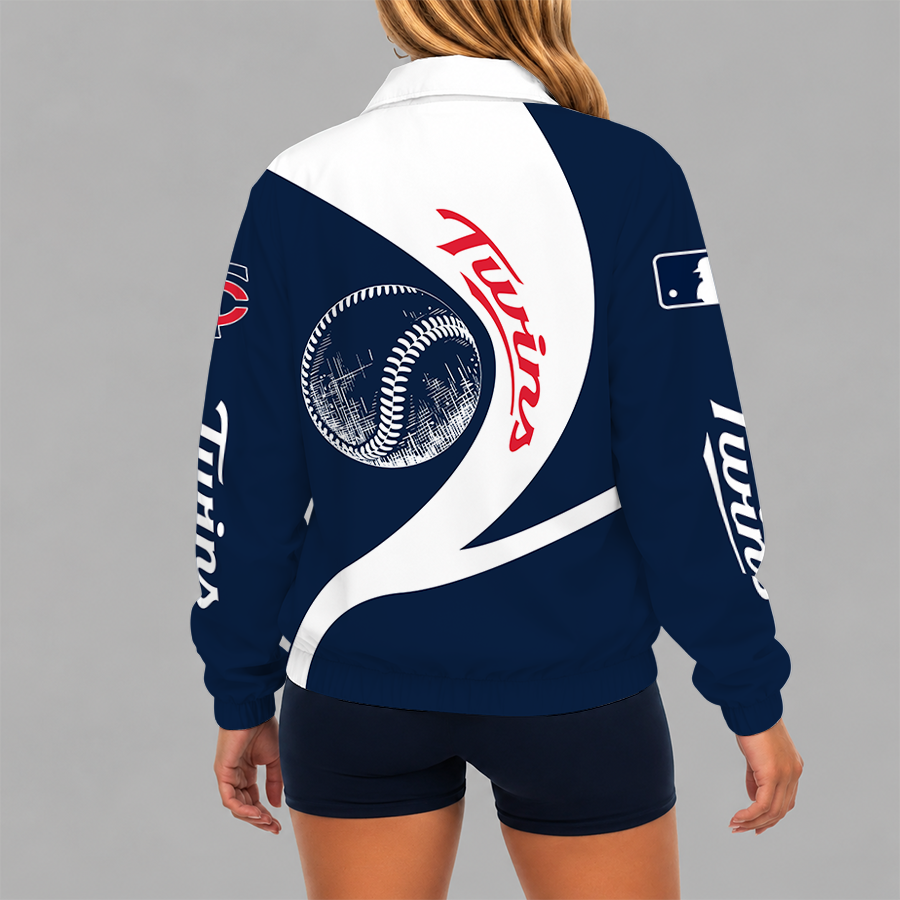 [FLASH SALE] NEW CUSTOMIZED MLB22 MTS MINNESOTA TWINS V-NECK ZIPPER SWEATSHIRT JACKET