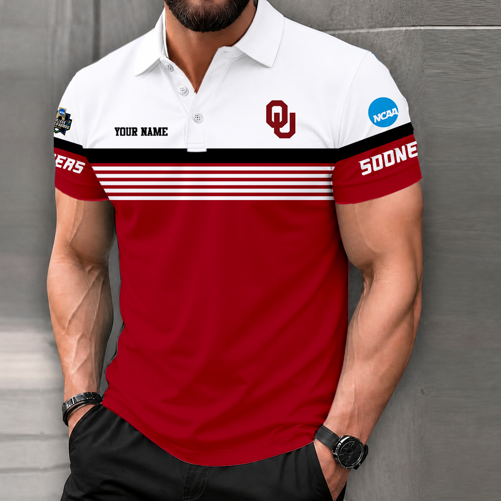 LIMITED EDITION - NEW CUSTOMIZED NCAA CWS22 OUS OKLAHOMA SOONERS POLO SHIRT
