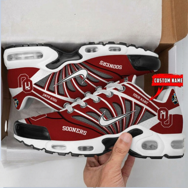 LIMITED EDITION - NEW CUSTOMIZED NCAA CWS22 OUS OKLAHOMA SOONERS UNISEX AIR MAX PLUS SNEAKERS