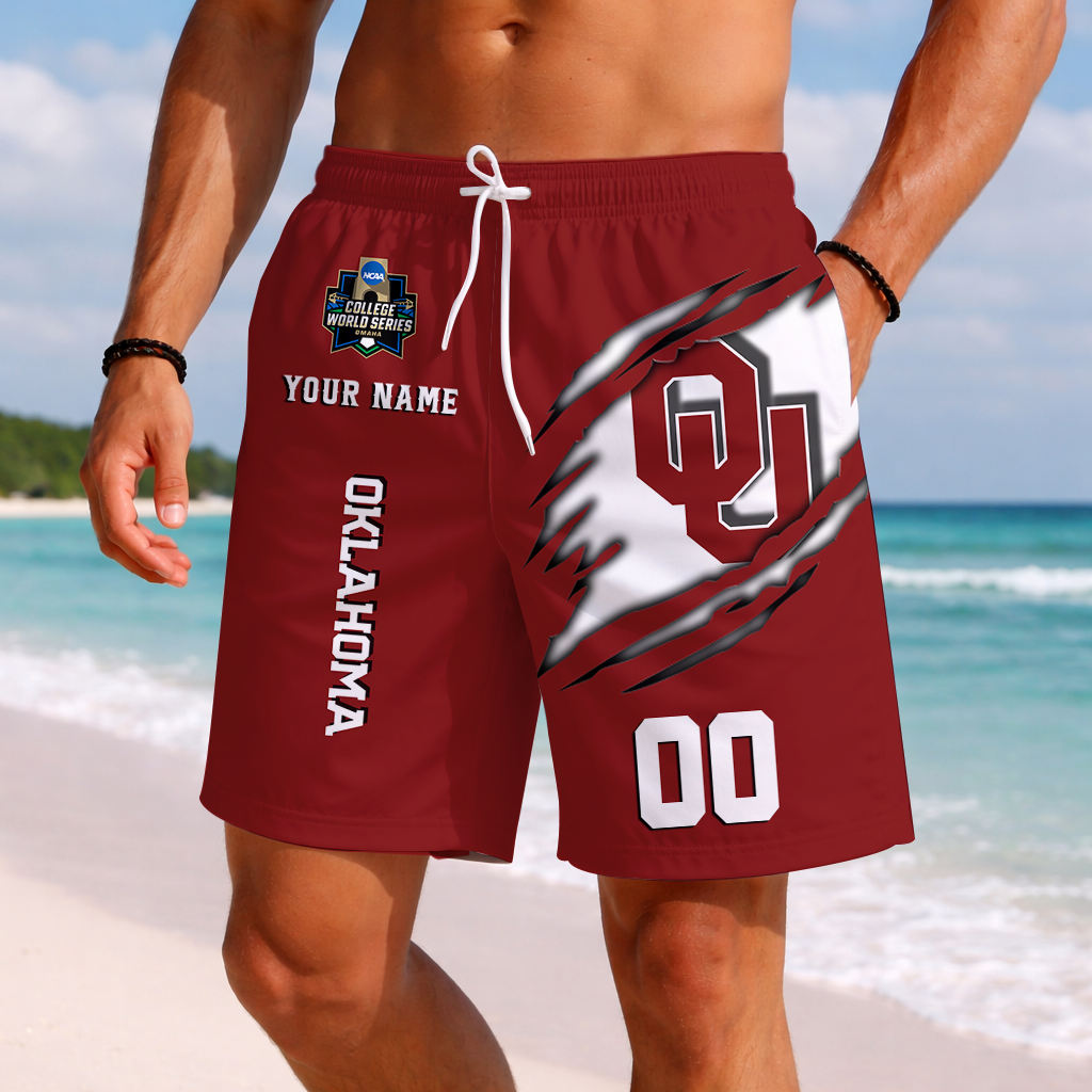 LIMITED EDITION - NEW CUSTOMIZED NCAA CWS22 OUS OKLAHOMA SOONERS SHORT PANTS