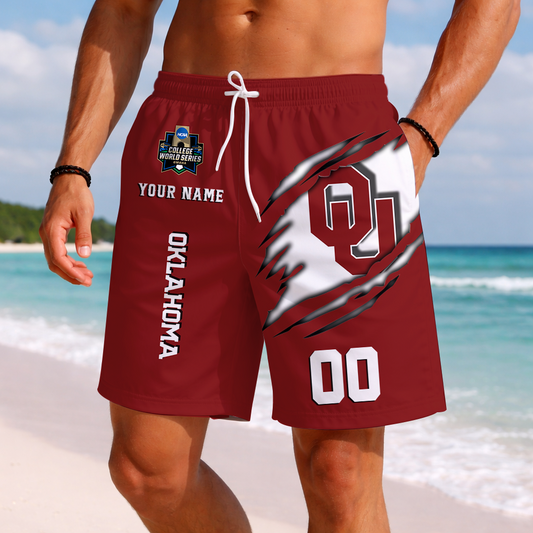 LIMITED EDITION - NEW CUSTOMIZED NCAA CWS22 OUS OKLAHOMA SOONERS SHORT PANTS