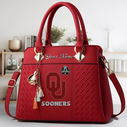 LIMITED EDITION - NEW CUSTOMIZED NCAA CWS22 OUS OKLAHOMA SOONERS ZIP HANDBAG MULTICOLOR