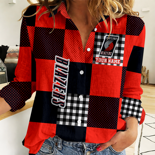 LIMITED EDITION - NEW CUSTOMIZED NBA22 PTB PORTLAND TRAIL BLAZERS WOMEN CASUAL SHIRT FOR FAN