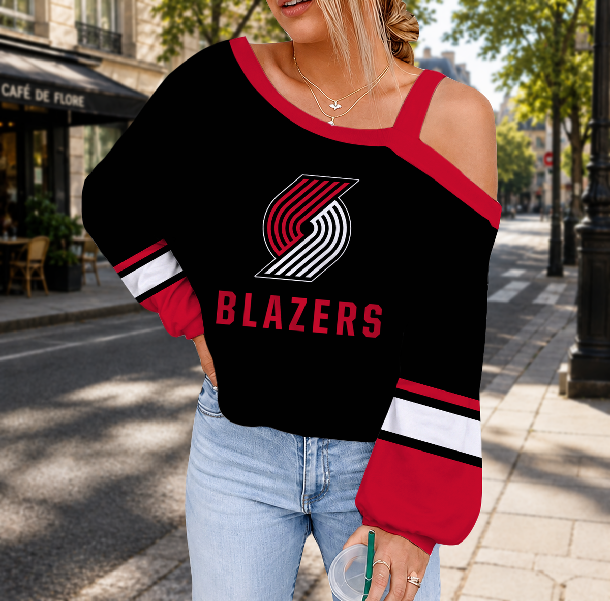 LIMITED EDITION - NEW CUSTOMIZED NBA22 PTB PORTLAND TRAIL BLAZERS DROP SHOULDER SWEATSHIRT
