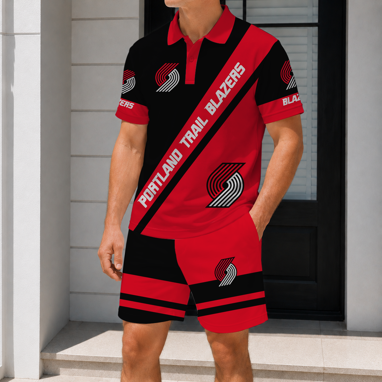 LIMITED EDITION - NEW CUSTOMIZED NBA22 PTB PORTLAND TRAIL BLAZERS POLO SHIRT & SHORT PANTS SET