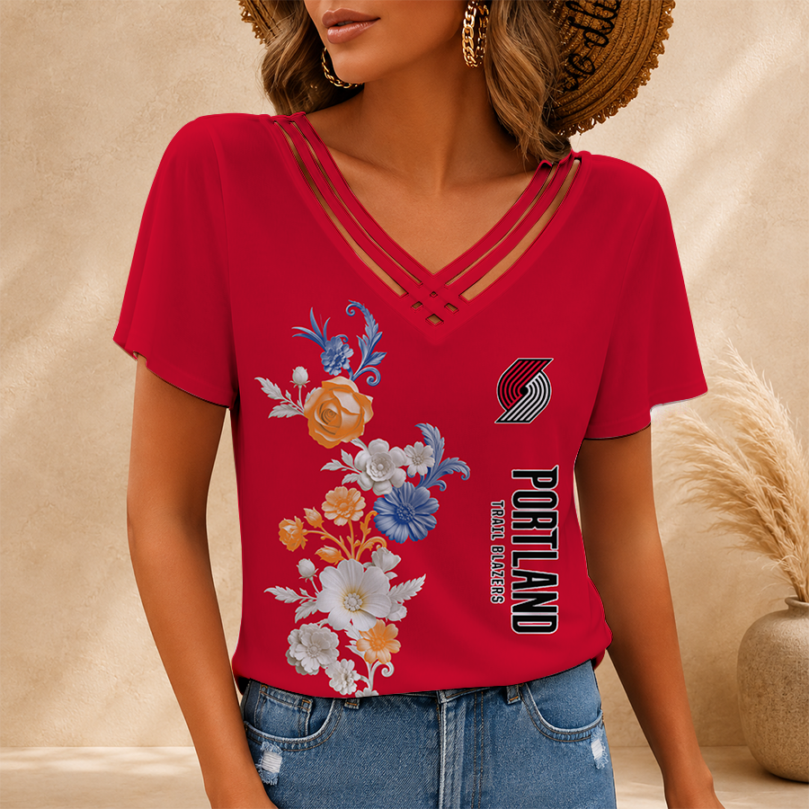 [HOT DEAL] NEW CUSTOMIZED NBA22 PTB PORTLAND TRAIL BLAZERS V-NECK SHIRT
