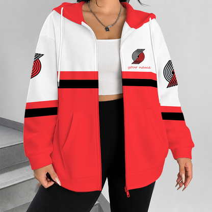 [HOT DEAL] NEW CUSTOMIZED NBA22 PTB PORTLAND TRAIL BLAZERS ZIP HOODIE
