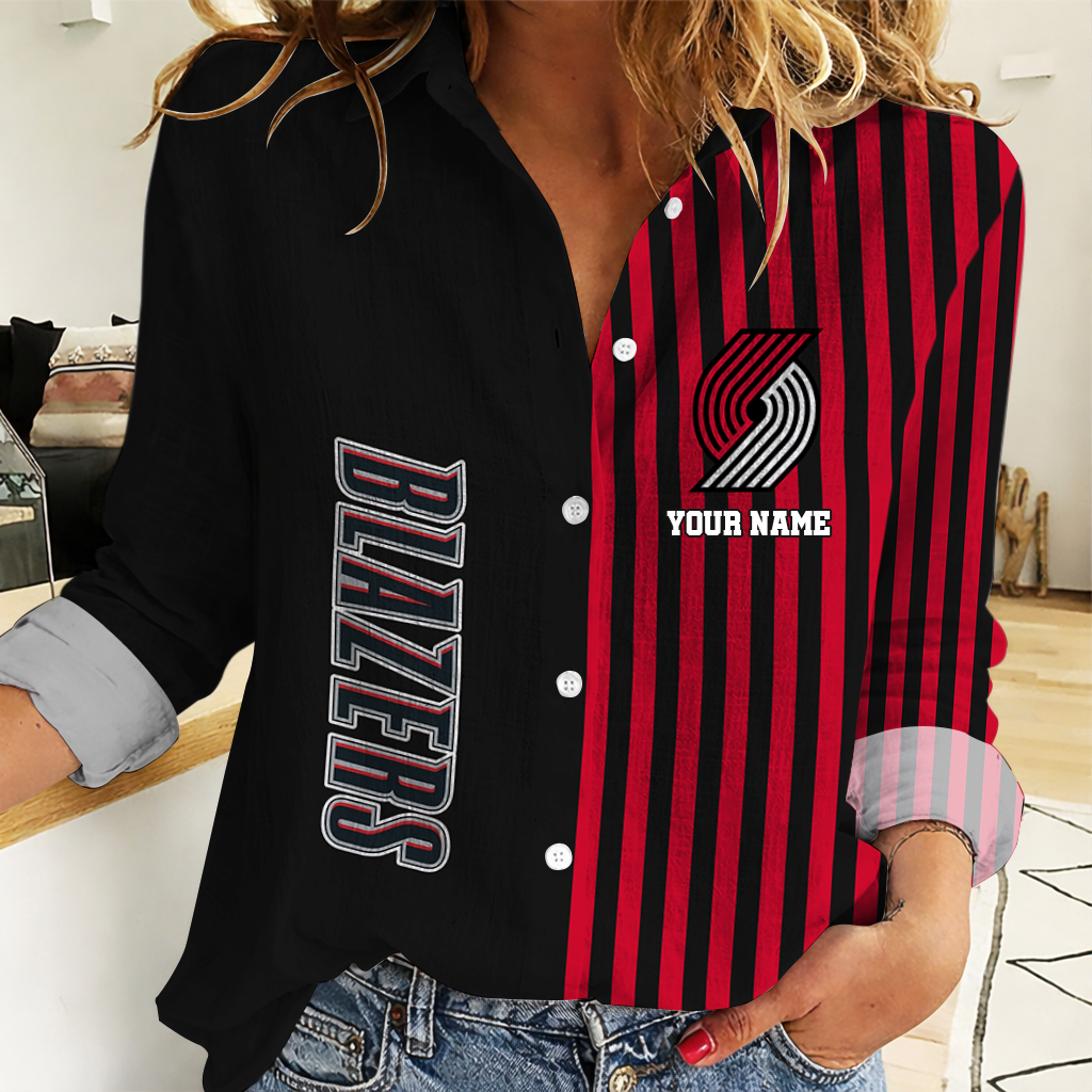 LIMITED EDITION - NEW CUSTOMIZED NBA22 PTB PORTLAND TRAIL BLAZERS WOMEN CASUAL SHIRT