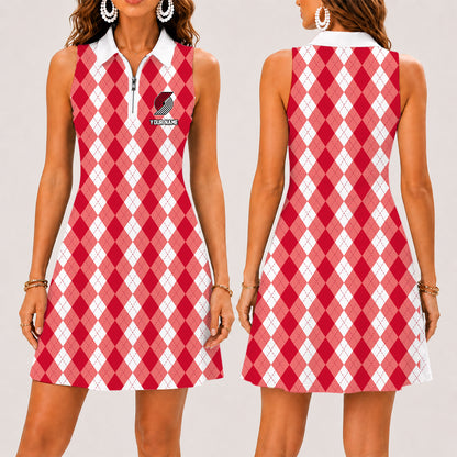 [HOT DEAL] NEW CUSTOMIZED NBA22 PTB PORTLAND TRAIL BLAZERS  WOMEN'S ZIP SLEEVELESS POLO DRESS