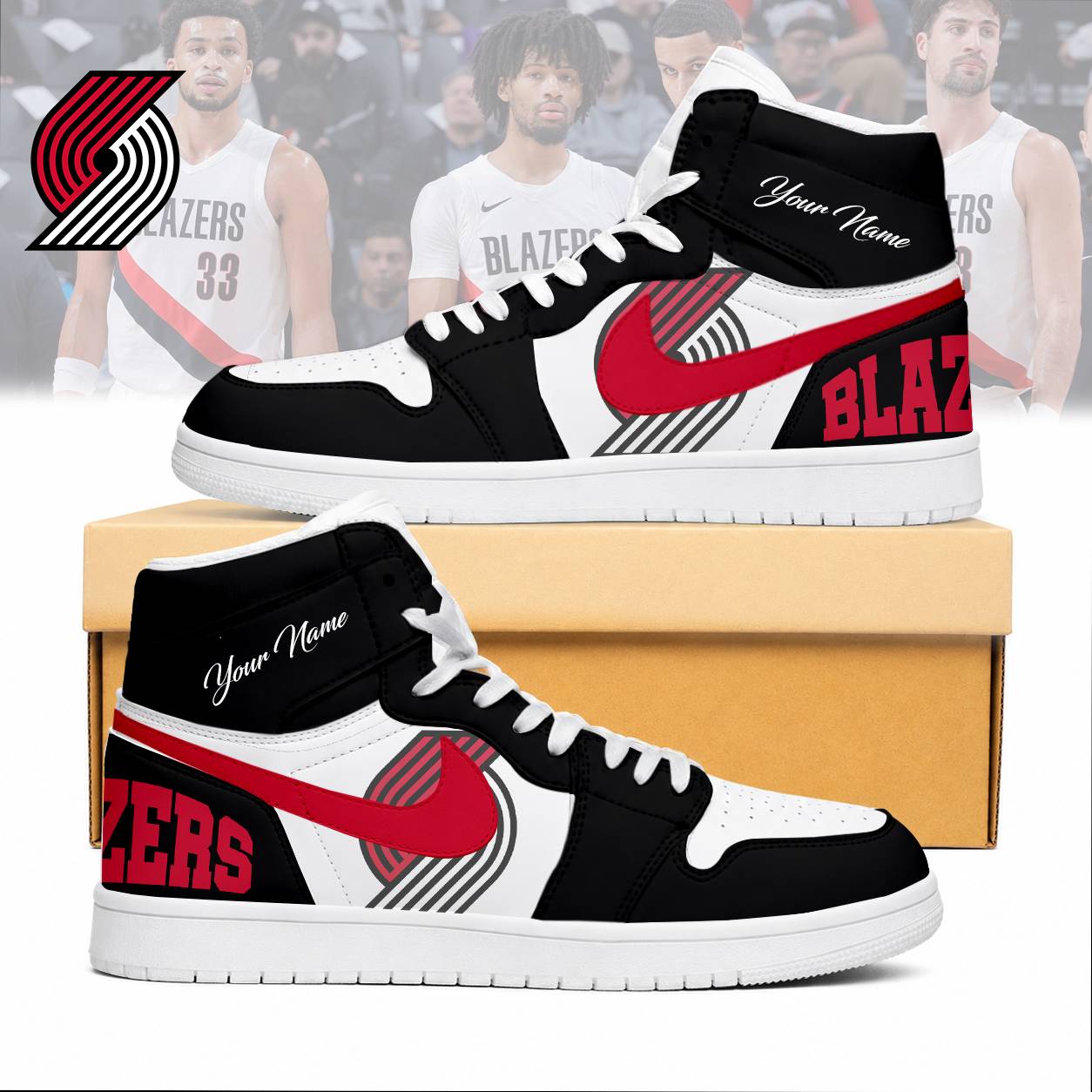 LIMITED EDITION - NEW CUSTOMIZED NBA22 PTB PORTLAND TRAIL BLAZERS AIR JORDAN SNEAKERS