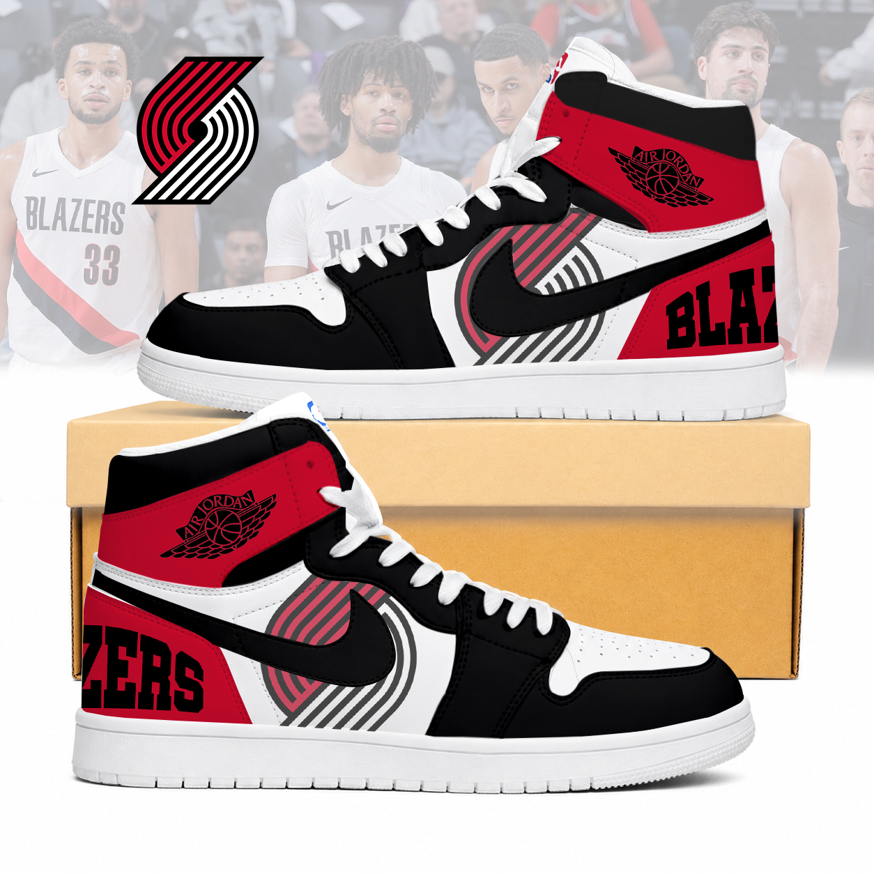 LIMITED EDITION - NEW CUSTOMIZED NBA22 PTB PORTLAND TRAIL BLAZERS AIR JORDAN SNEAKERS