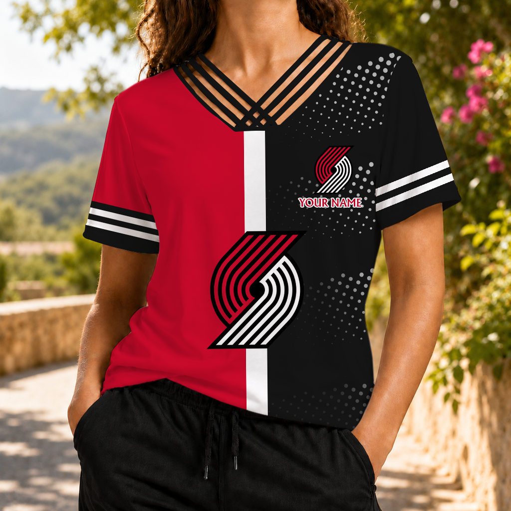 LIMITED EDITON - NEW CUSTOMIZED NBA22 PTB PORTLAND TRAIL BLAZERS V-NECK SHIRT