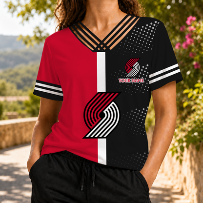 LIMITED EDITON - NEW CUSTOMIZED NBA22 PTB PORTLAND TRAIL BLAZERS V-NECK SHIRT