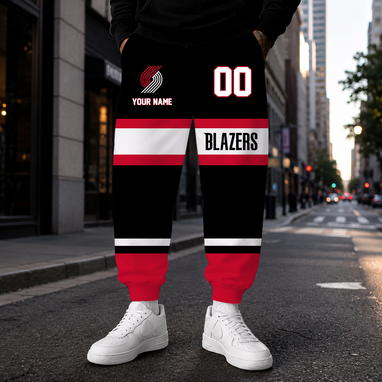 ELITE EDITION - NEW CUSTOMIZED NBA22 PTB PORTLAND TRAIL BLAZERS SWEATPANTS
