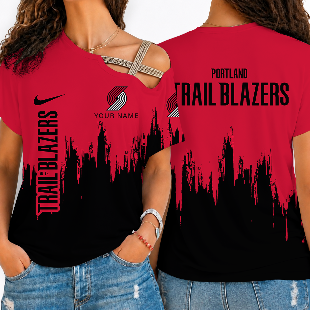 [HOT DEAL] NEW CUSTOMIZED NBA22 PTB PORTLAND TRAIL BLAZERS SHOULDER SHIRT
