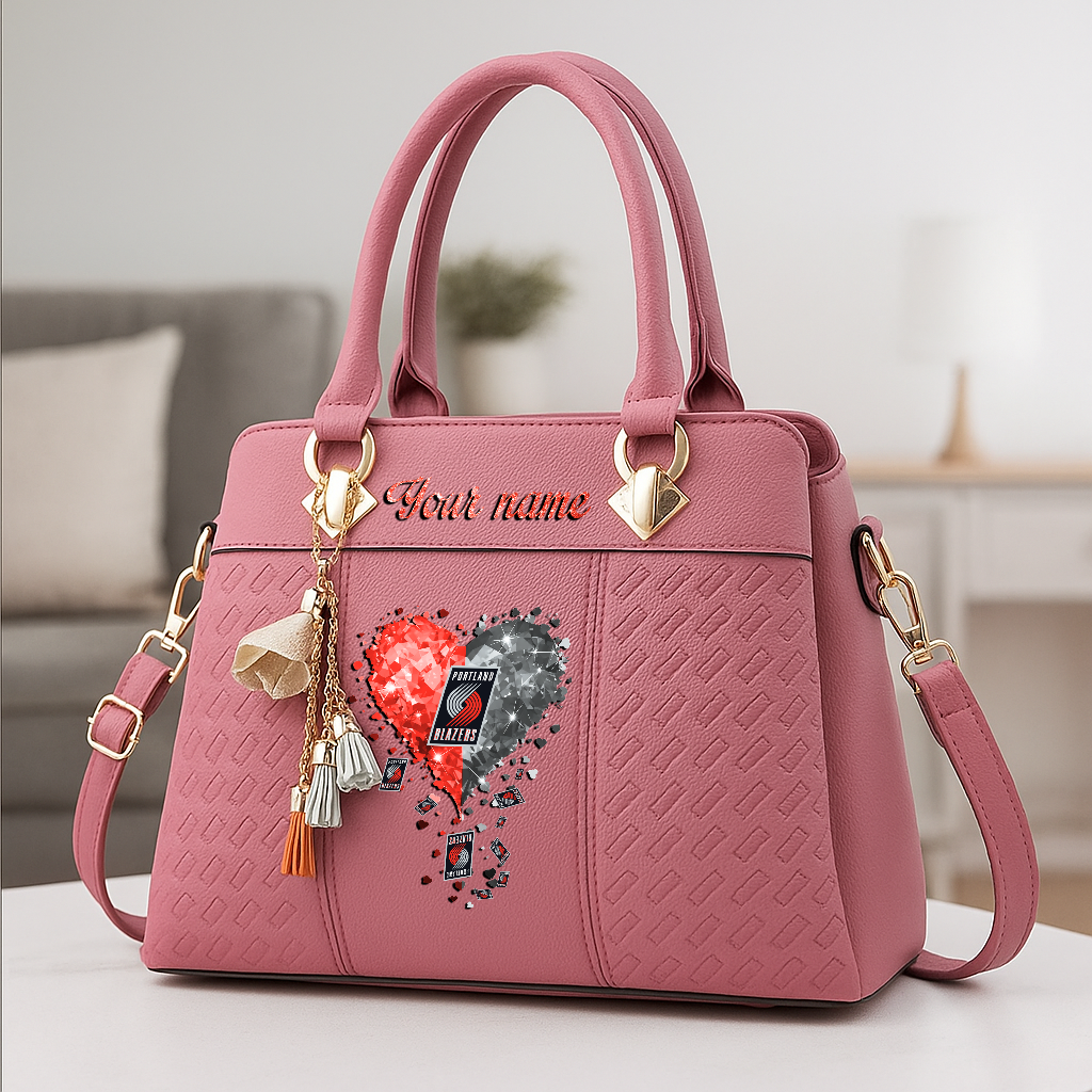 LIMITED EDITION - NEW CUSTOMIZED NBA22 PTB PORTLAND TRAIL BLAZERS ZIP HANDBAG MULTICOLOR