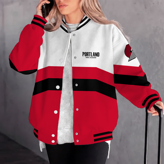 [HOT DEAL] NEW CUSTOMIZED NBA22 PTB PORTLAND TRAIL BLAZERS BASEBALL JACKET, SATIN VARSITY JACKET
