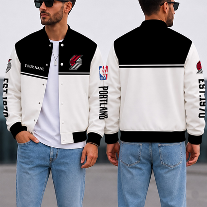 LIMITED EDITION - NEW CUSTOMIZED NBA22 PTB PORTLAND TRAIL BLAZERS BASEBALL JACKET, SATIN VARSITY JACKET