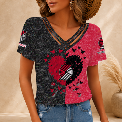 LIMITED EDITION - NEW CUSTOMIZED NBA22 PTB PORTLAND TRAIL BLAZERS V-NECK SHIRT