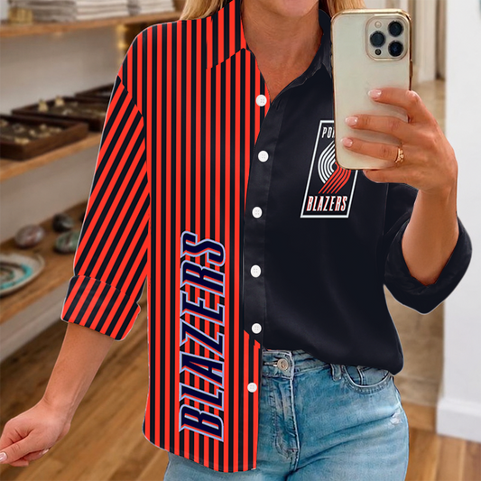 LIMITED EDITION - NEW CUSTOMIZED NBA22 PTB PORTLAND TRAIL BLAZERS WOMEN CASUAL SHIRT FOR FAN