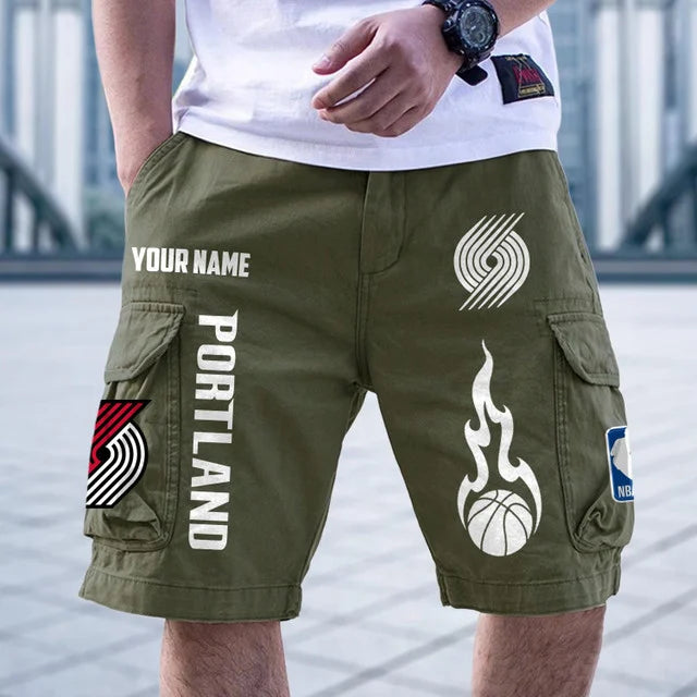 [HOT DEAL] NEW CUSTOMIZED NBA22 PTB PORTLAND TRAIL BLAZERS CARGO SHORTS