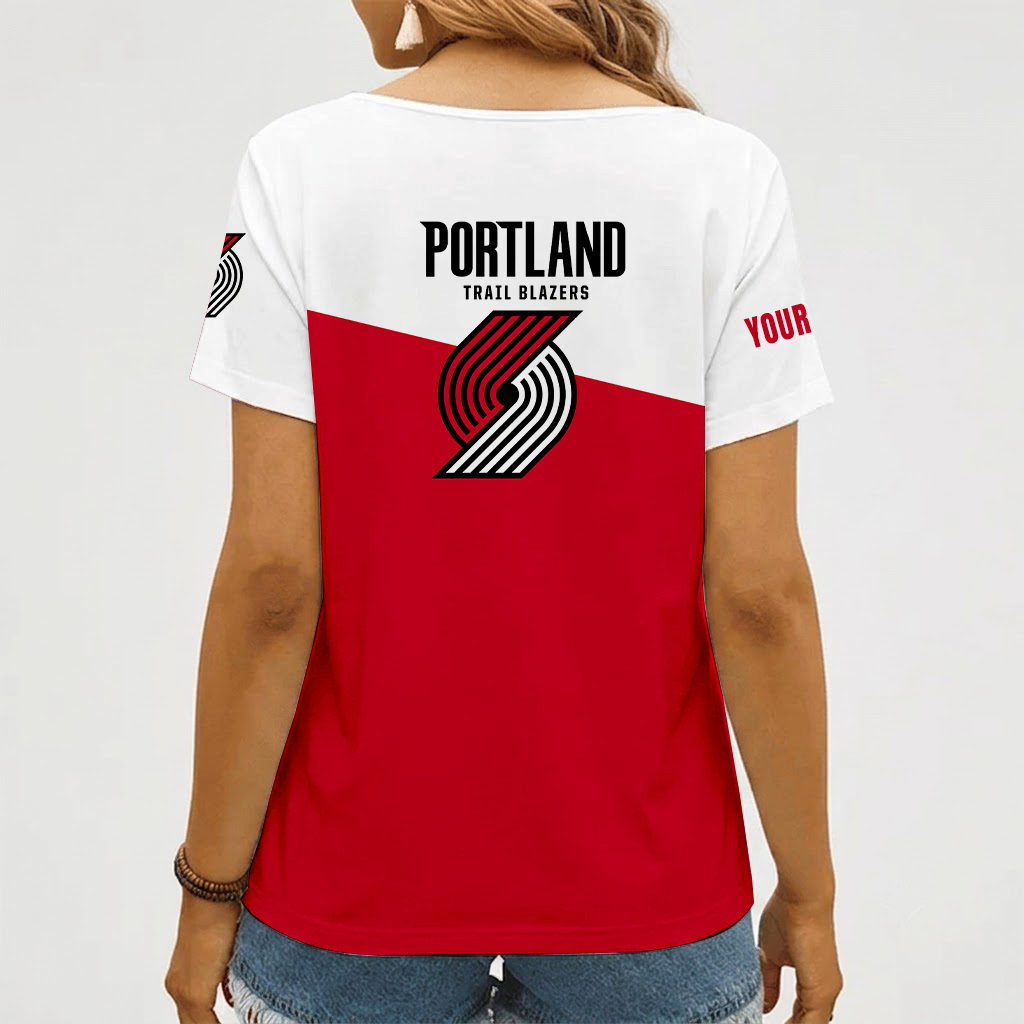 [HOT DEAL] NEW CUSTOMIZED NBA22 PTB PORTLAND TRAIL BLAZERS V-NECK FEMALE SHIRT