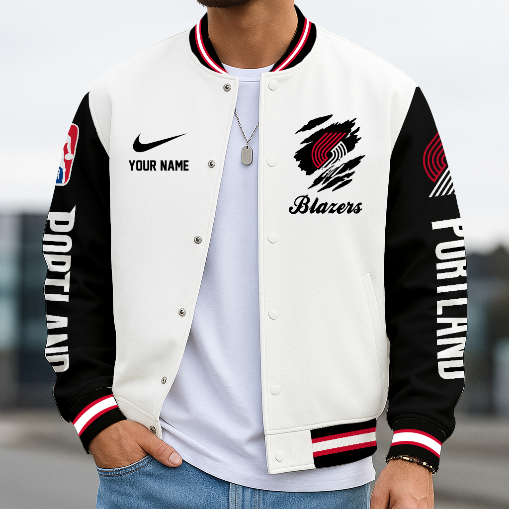LIMITED EDITION - NEW CUSTOMIZED NBA22 PTB PT BLAZERS BASEBALL JACKET, SATIN VARSITY JACKET