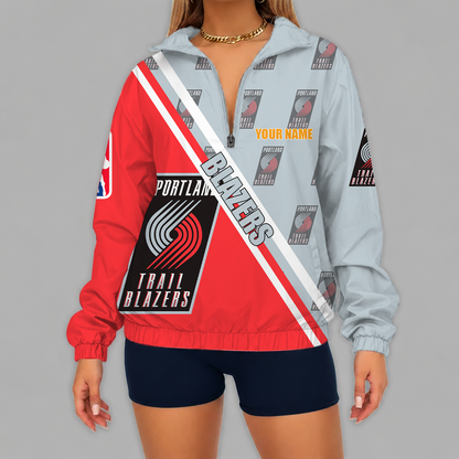 [HOT DEAL] NEW CUSTOMIZED NBA22 PTB PORTLAND TRAIL BLAZERS V-NECK ZIPPER SWEATSHIRT JACKET