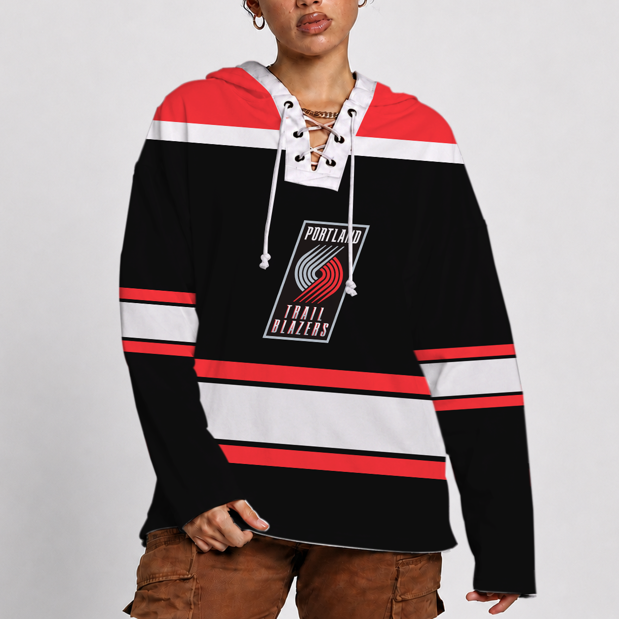 [HOT DEAL] NEW CUSTOMIZED NBA22 PTB PORTLAND TRAIL BLAZERS LACER HOODIE