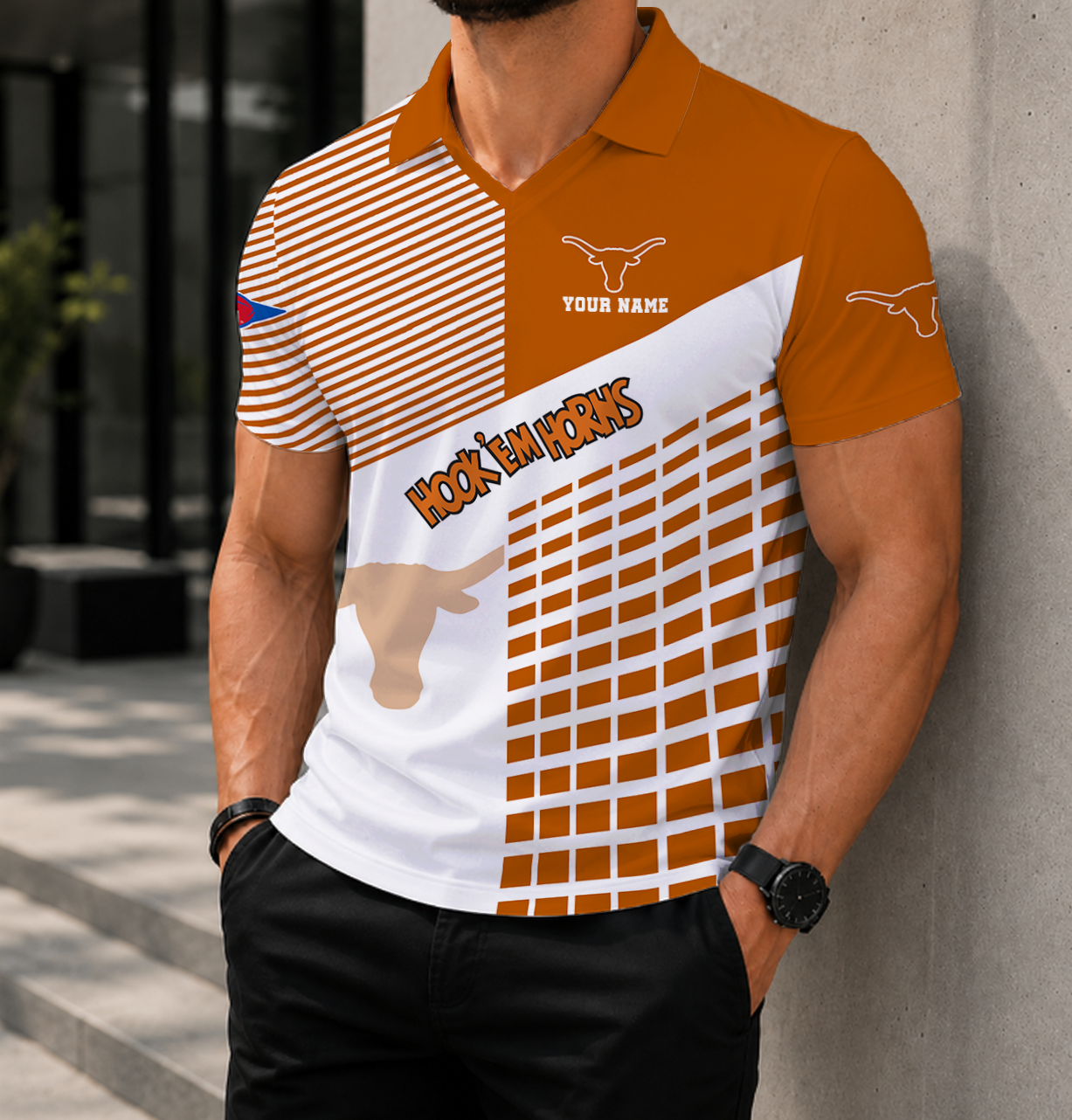 VIRAL EDITION - NEW CUSTOMIZED NCAA FBS22 TXL TEXAS LONGHORNS POLO SHIRT