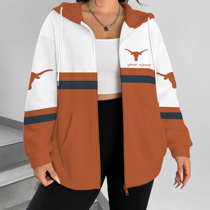 [FAN FAVORITE] NEW CUSTOMIZED NCAA FBS22 TXL TEXAS LONGHORNS ZIP HOODIE