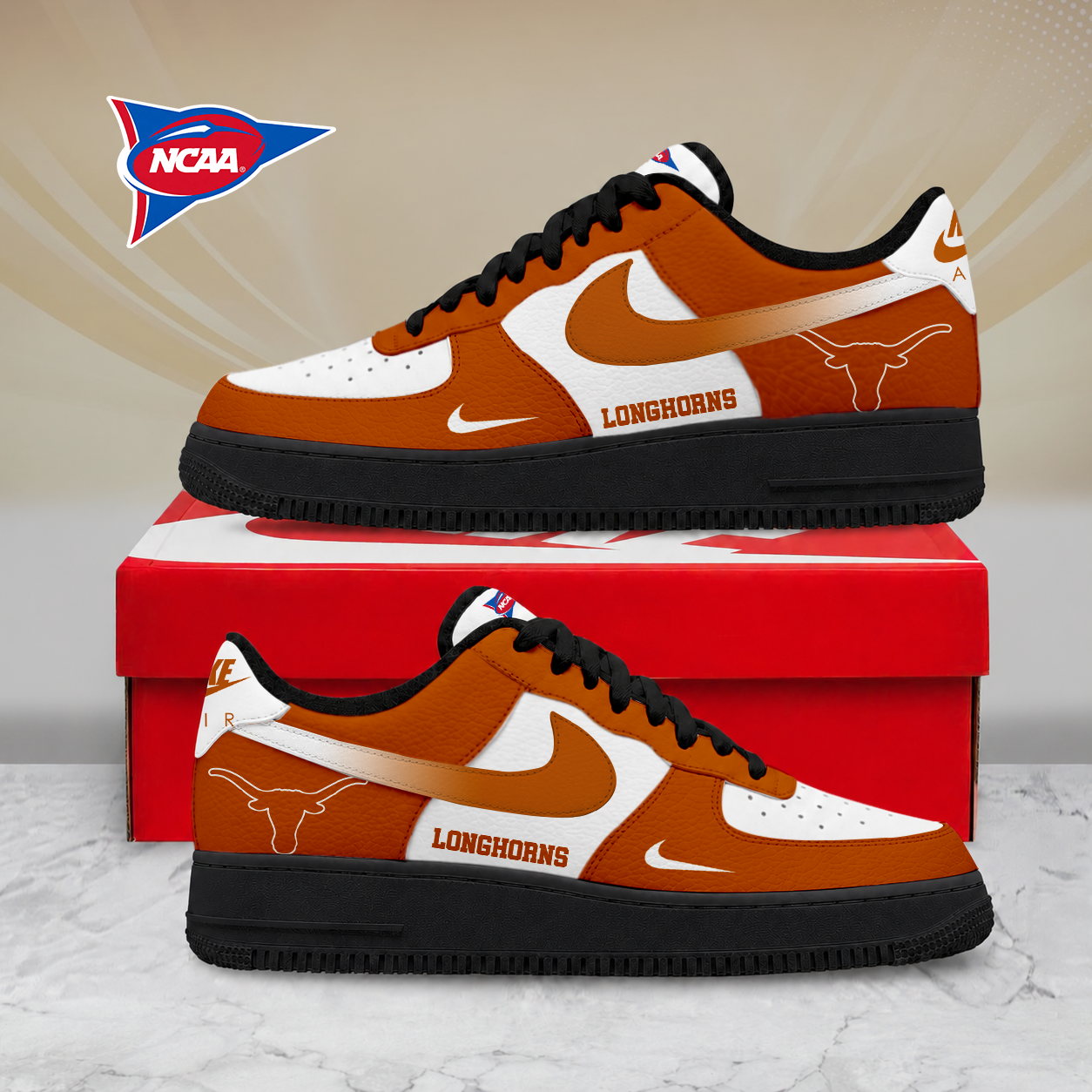 SPECIAL EDITION - NEW CUSTOMIZED NCAA FBS22 TXL TEXAS LONGHORNS AF1 SHOES