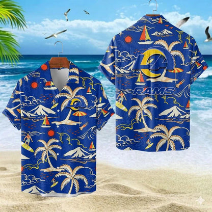 VIRAL EDITION  - NEW CUSTOMIZED NFL22 LAR LOS ANGELES RAMS UNISEX INDEPENDENCE DAY HAWAIIAN SHIRT & SHORTS SET