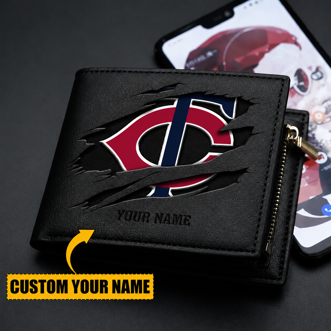 LIMITED EDITION - NEW CUSTOMIZED MLB22 MTS MINNESOTA TWINS LEATHER WALLET