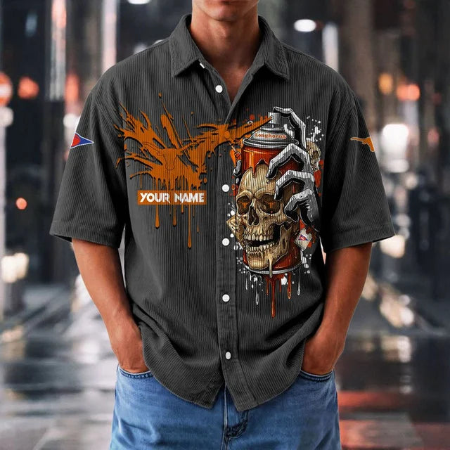 MEGA SALE - NEW CUSTOMIZED NCAA FBS22 TXL TX LONGHORNS SEERSUCKER BUTTON SHIRT