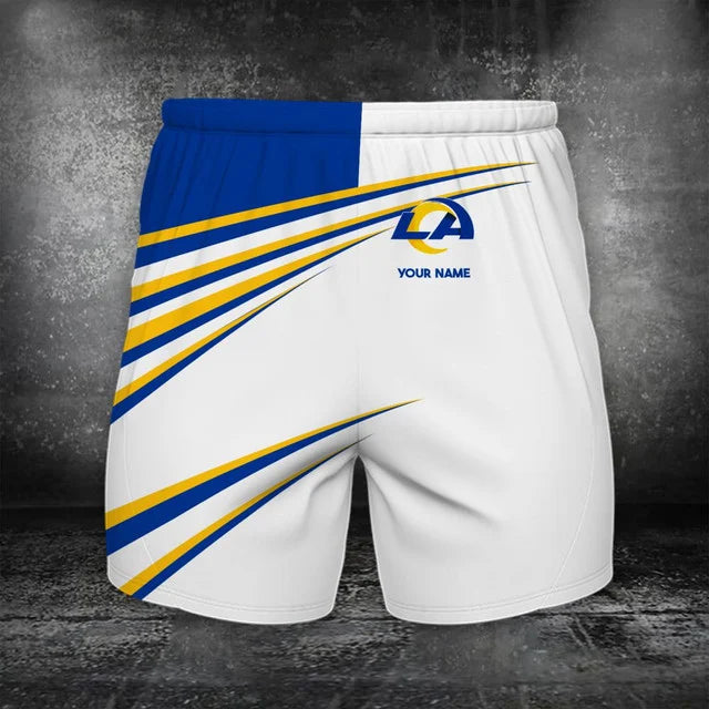 VIRAL EDITION - NEW CUSTOMIZED NFL22 LAR LOS ANGELES RAMS POLO, T-SHIRT & SHORT PANTS SET