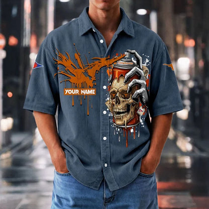 MEGA SALE - NEW CUSTOMIZED NCAA FBS22 TXL TX LONGHORNS SEERSUCKER BUTTON SHIRT